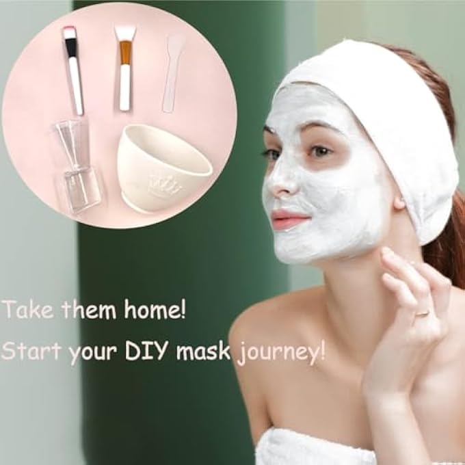 SWIUKPHE SILICONE FACE MASK MIXING BOWL SET, DIY FACEMASK MIXING TOOL KIT WITH SILICONE MASK BOWL, FACIAL MASK BRUSH, BOWL STICK SPATULA, FACE MASK APPLICATOR, MEASURING CUP (5 PCS) - Image 2